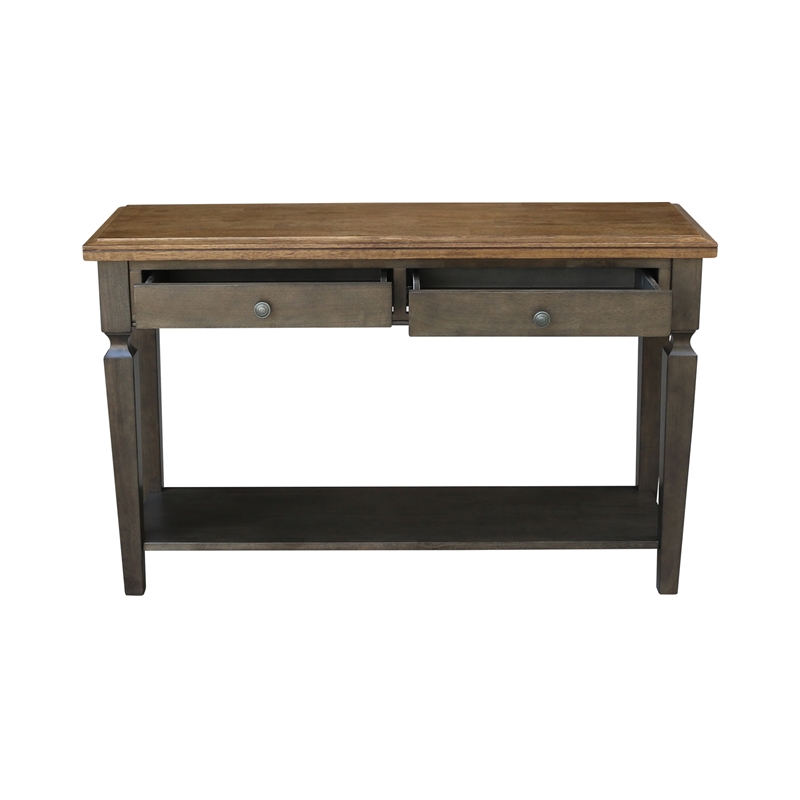 Vista Solid Wood Console/Sofa Table in Hickory/Washed Coal