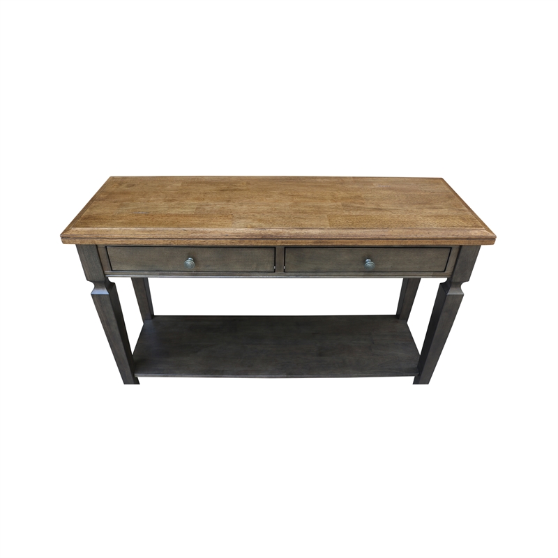 Vista Solid Wood Console/Sofa Table in Hickory/Washed Coal