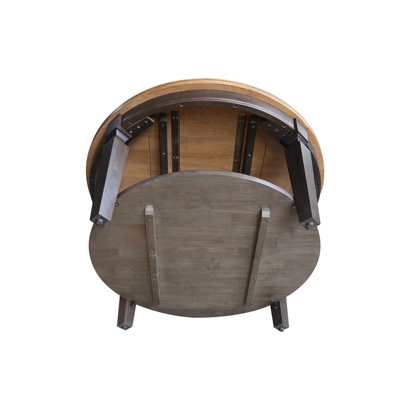 Vista Solid Wood Round Coffee Table in Hickory/Washed Coal