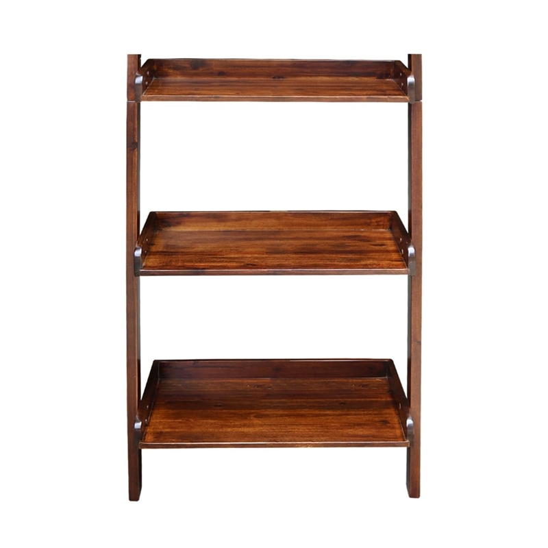 Lean To Shelf Units With 5 Shelves in Espresso - Set of 2 Pieces