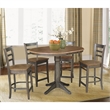 5 Piece Round Wood Counter Height Dining Set in Hickory/Washed Coal