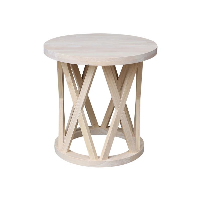 International Concepts Round Ceylon Solid Wood End Table Unfinished