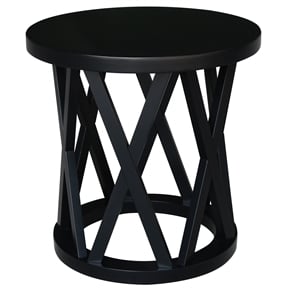 International Concepts Round Ceylon Solid Wood End Table Black