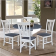 42 in. Dual Drop Leaf Wood Table with 4 Dining Chairs in White/Heather Gray