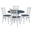 42 in. Drop Leaf Wood Dining Table with 4 Dining Chairs in White/Heather Gray