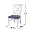 42 in. Drop Leaf Wood Dining Table with 4 X-back Chairs in White/Heather Gray