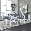 42 in. Drop Leaf Wood Dining Table with 4 X-back Chairs in White/Heather Gray