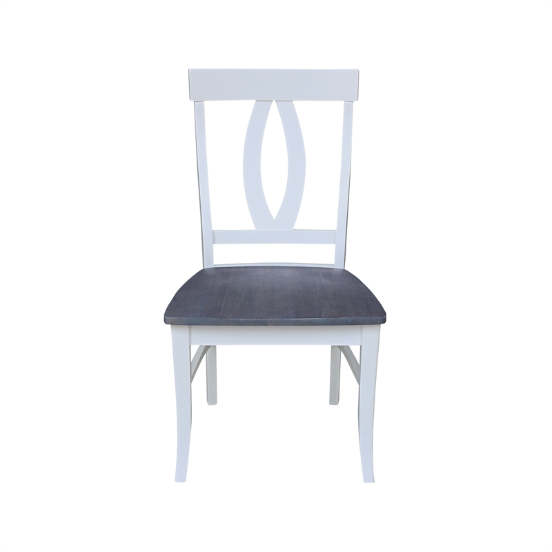 42 in. Drop Leaf Wood Dining Table with 4 Dining Chairs in White/Heather Gray