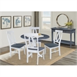 42 in. Drop Leaf Wood Dining Table with 4 Dining Chairs in White/Heather Gray