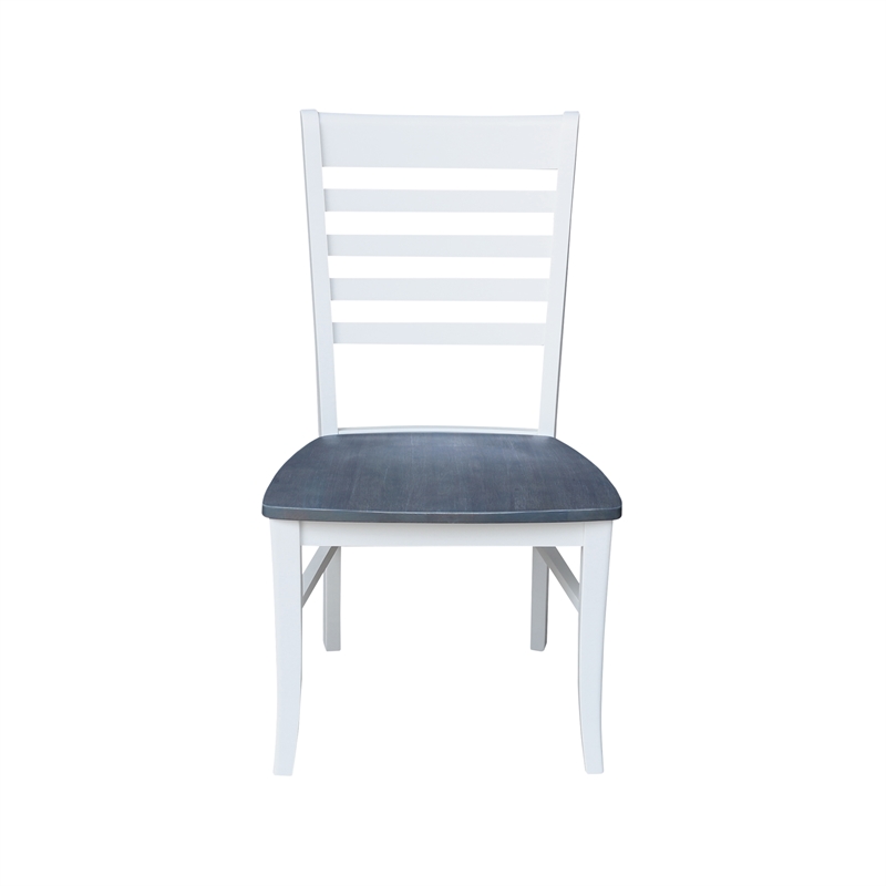 42 in. Drop Leaf Wood Dining Table and 4 Ladderback Chairs in White/Heather Gray
