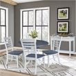 42 in. Drop Leaf Wood Dining Table and 4 Ladderback Chairs in White/Heather Gray