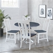 42 in. Wood Drop Leaf Dining Table with 4 Slat Back Chairs in White/Heather Gray