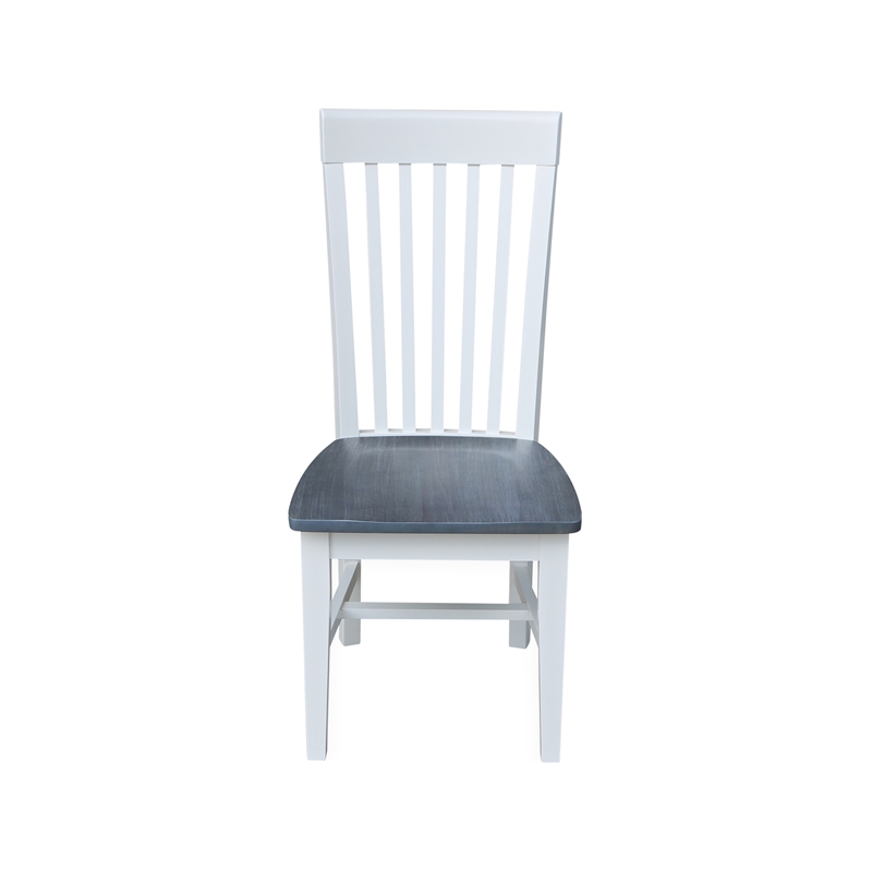 42 in. Drop Leaf Wood Dining Table with 4 Slat Back Chairs in White/Heather Gray