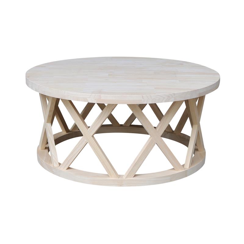 International Concepts Round Ceylon Solid Wood Coffee Table Unfinished