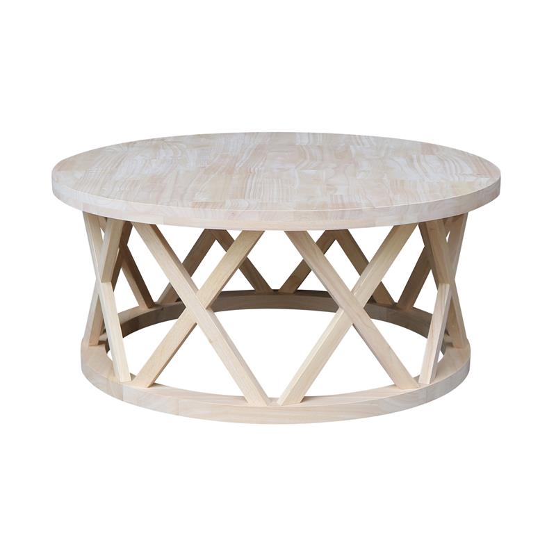 International Concepts Round Ceylon Solid Wood Coffee Table Unfinished