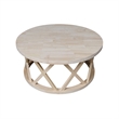 International Concepts Round Ceylon Solid Wood Coffee Table Unfinished