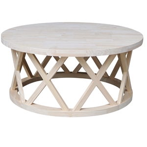 International Concepts Round Ceylon Solid Wood Coffee Table Unfinished