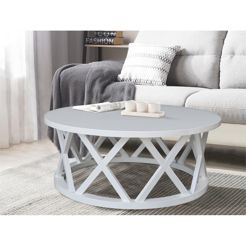 International Concepts Round Ceylon Solid Wood Coffee Table White