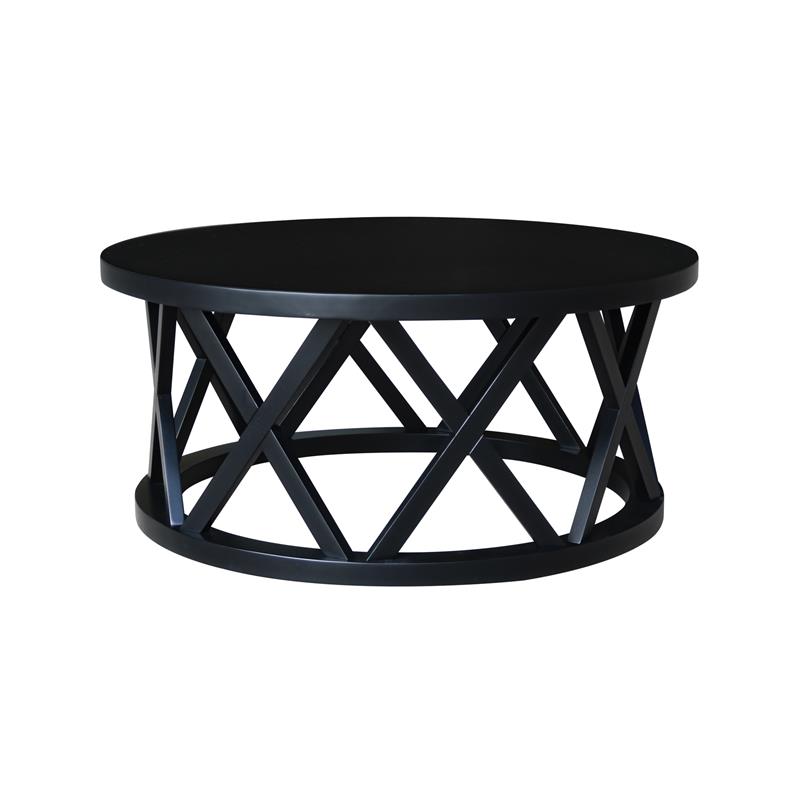 International Concepts Round Ceylon Solid Wood Coffee Table Black