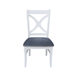 42 in. Drop Leaf Wood Dining Table with 2 X-back Chairs in White/Heather Gray