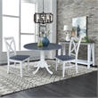 42 in. Drop Leaf Wood Dining Table with 2 X-back Chairs in White/Heather Gray
