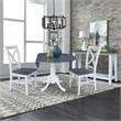 42 in. Drop Leaf Wood Dining Table with 2 X-back Chairs in White/Heather Gray