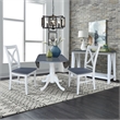 42 in. Drop Leaf Wood Dining Table with 2 X-back Chairs in White/Heather Gray
