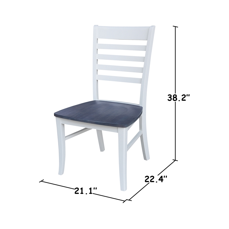 42 in. Drop Leaf Wood Dining Table and 2 Ladderback Chairs in White/Heather Gray
