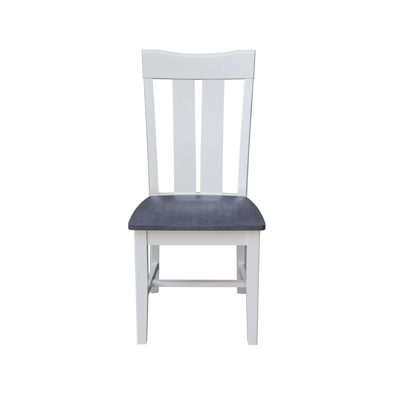42 in. Drop Leaf Wood Dining Table with 2 Slat Back Chairs in White/Heather Gray