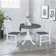 42 in. Drop Leaf Wood Dining Table with 2 Slat Back Chairs in White/Heather Gray