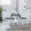 42 in. Drop Leaf Wood Dining Table with 2 Slat Back Chairs in White/Heather Gray