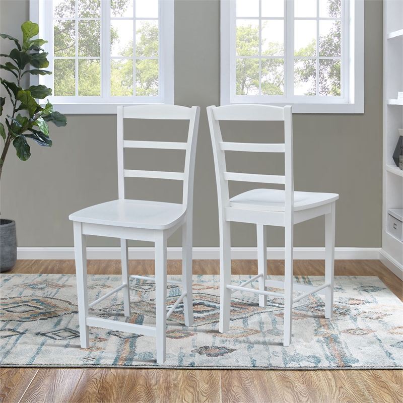 International Concepts Madrid Solid Wood Counter Height Stool in White