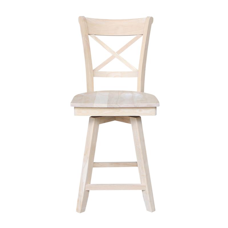 Charlotte Solid Wood Counter Height Stool With Swivel Seat - Unfinished