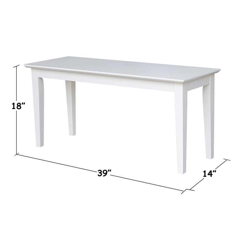 International Concepts Shaker Styled Solid Wood Bench in White