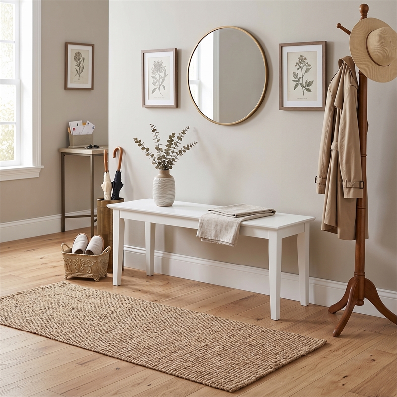 International Concepts Shaker Styled Solid Wood Bench in White