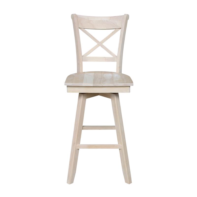 Charlotte Solid Wood Bar Height Stool with Swivel Seat  - Unfinished