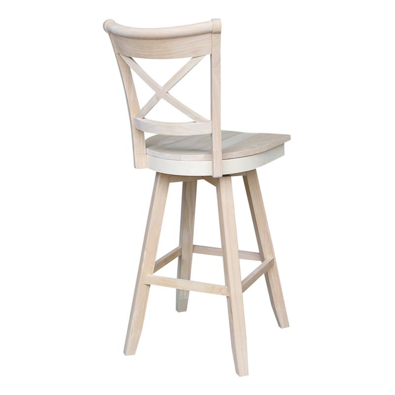 Charlotte Solid Wood Bar Height Stool with Swivel Seat  - Unfinished