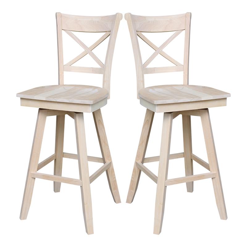 Charlotte Solid Wood Bar Height Stool with Swivel Seat  - Unfinished