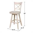 Charlotte Solid Wood Bar Height Stool with Swivel Seat  - Unfinished