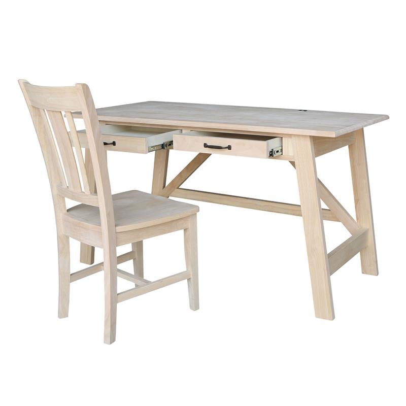 International Concepts Serendipity Wood Desk with 2 Drawers and Chair