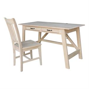International Concepts Serendipity Wood Desk with 2 Drawers and Chair