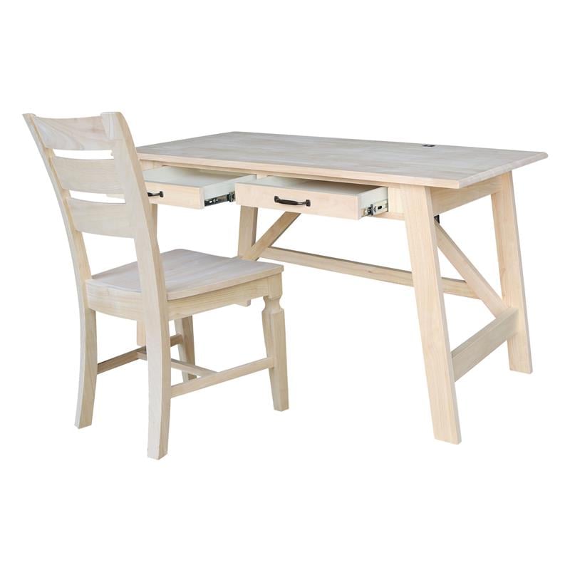 International Concepts Serendipity Wood Desk with 2 Drawers and Chair