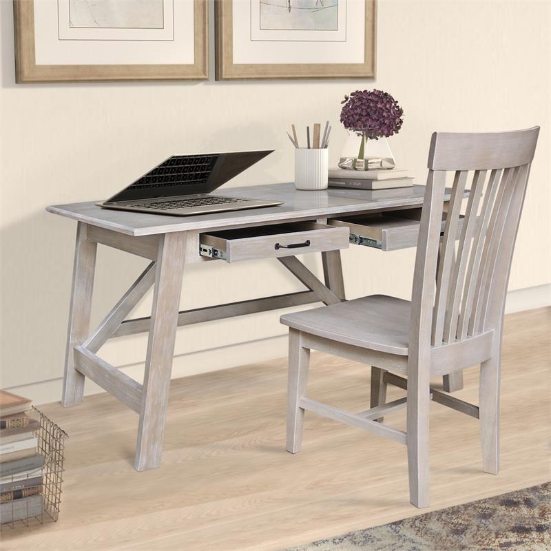 International Concepts Serendipity Wood Desk with 2 Drawers and Chair