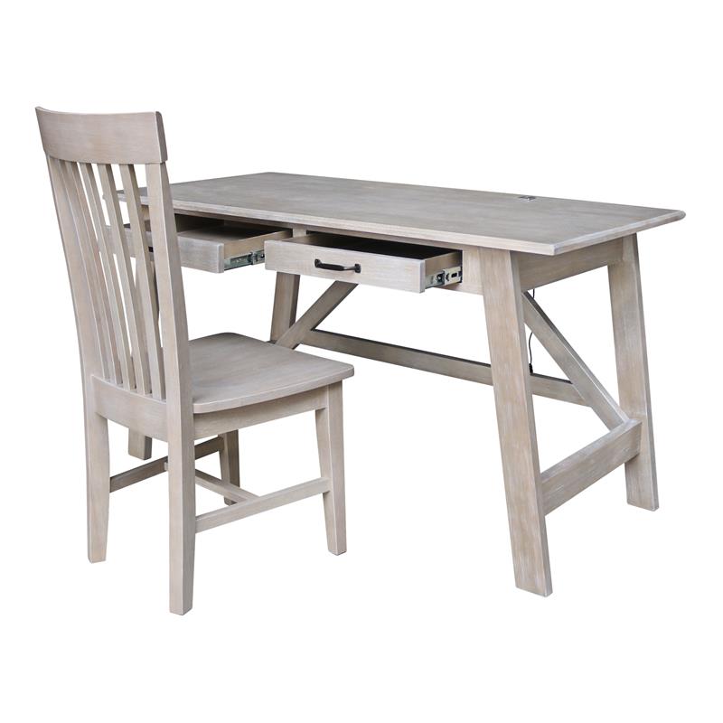 International Concepts Serendipity Wood Desk with 2 Drawers and Chair