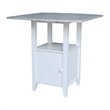 Dual Drop Leaf White Wood Bistro Table with Storage and 4 Counter Stools