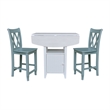 Dual Drop Leaf Wood Bistro Table with Storage and 2 Counter Stools