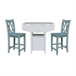 Dual Drop Leaf Wood Bistro Table with Storage and 2 Counter Stools