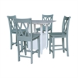 Dual Drop Leaf Wood Bistro Table with Storage and 4 Counter Stools