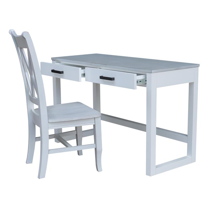 International Concepts Carson Wood Desk with Two Drawers and Chair