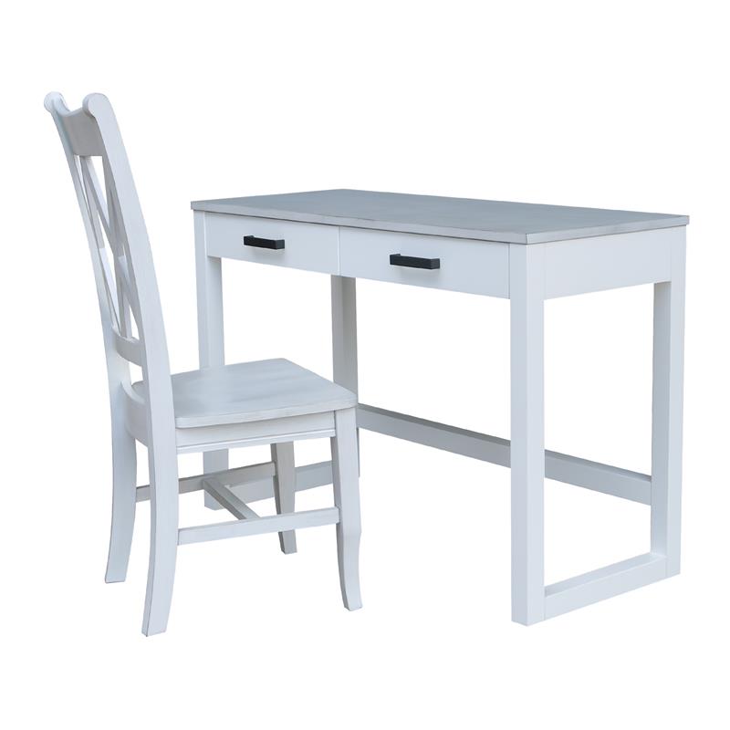 International Concepts Carson Wood Desk with Two Drawers and Chair